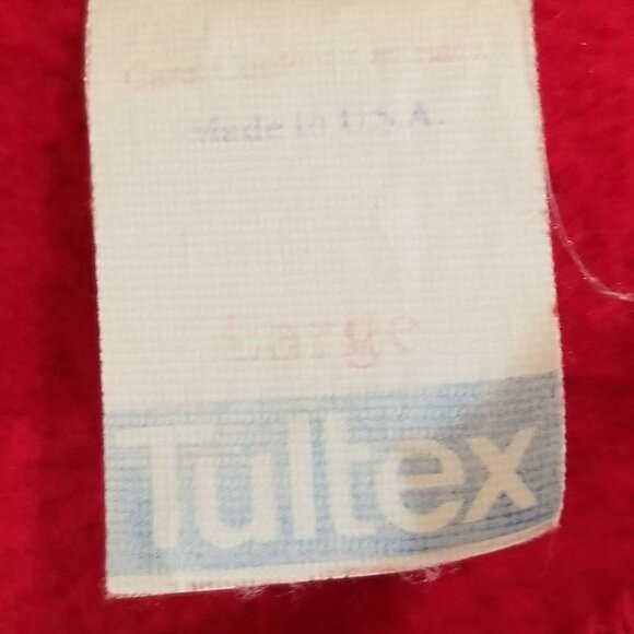 Vintage 80s Tultex Mens Christmas Reindeer Sweatshirt Red Crewneck Sweater - Picture 6 of 7